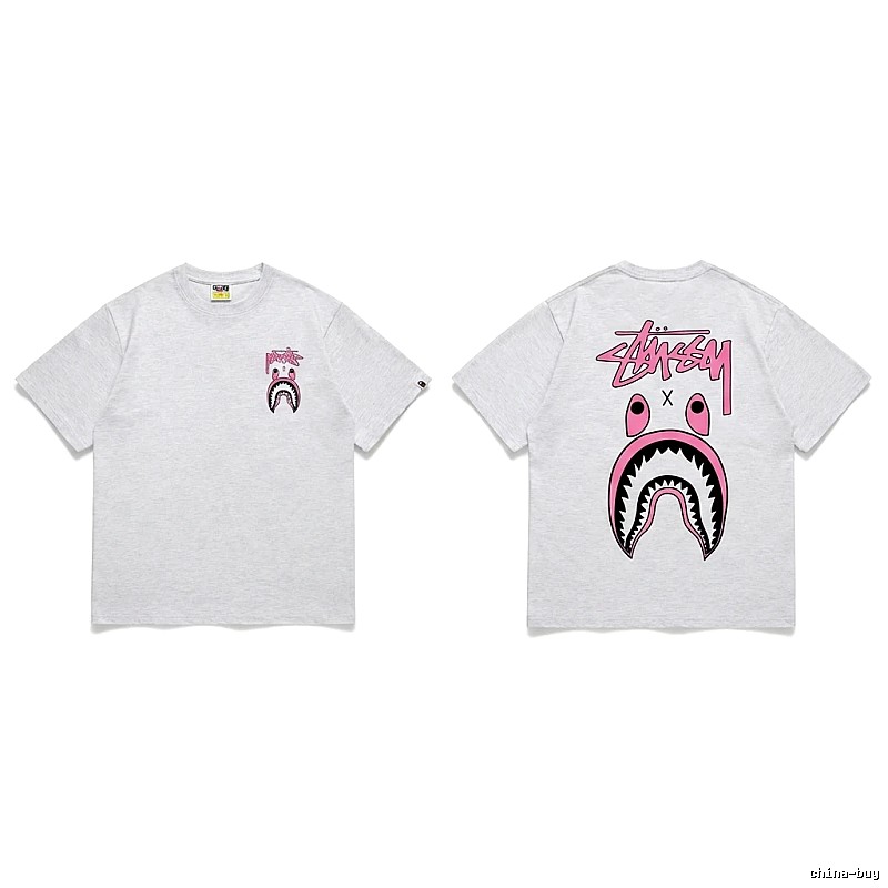 Bape Shark Co-branded Light Grey T-shirt
