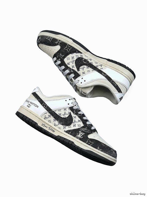 Black and White Trendy Shoes of Nike LV Co-branded Style