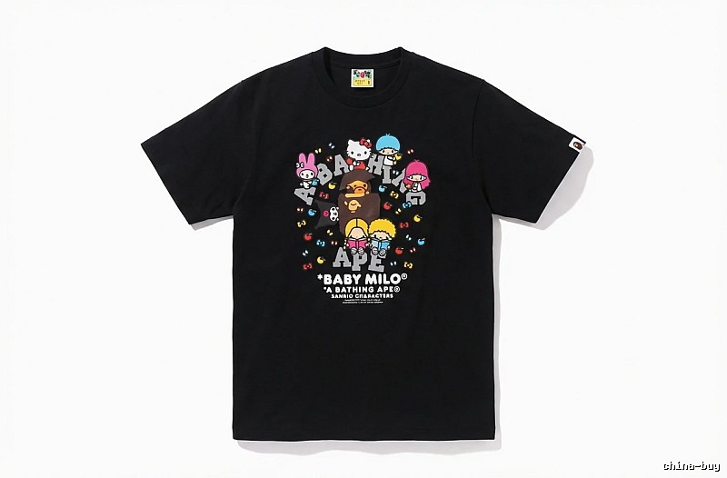 Black T-shirt with Bape cartoon prints