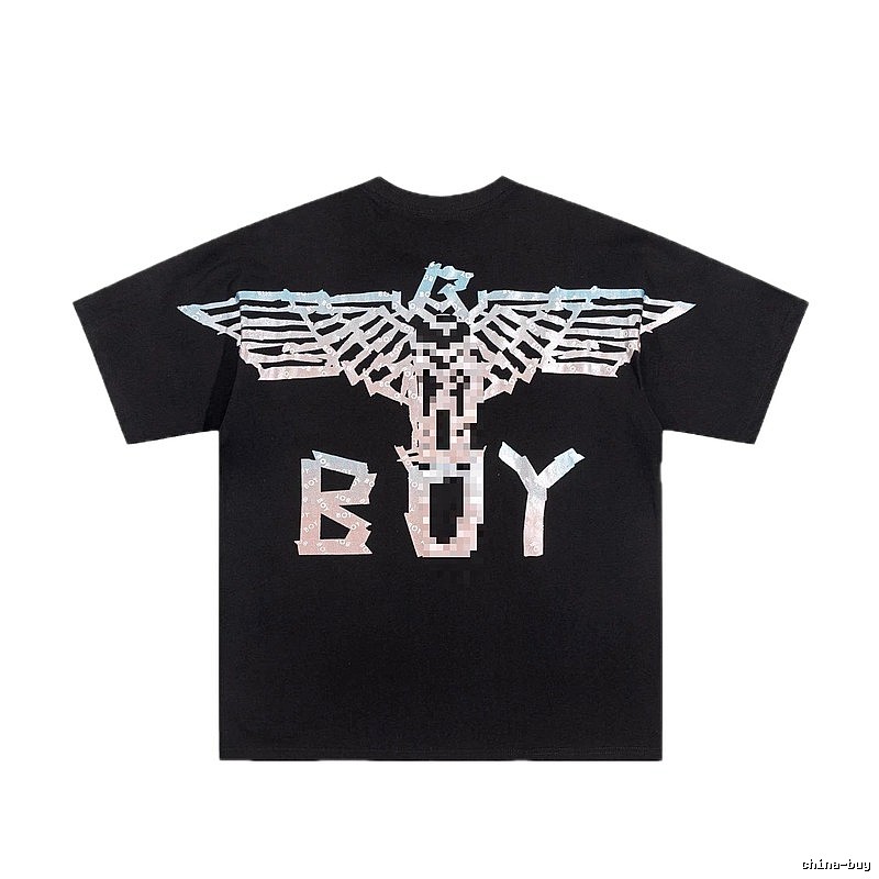 BOY Eagle Print Street Style Black Short Sleeve T-shirt