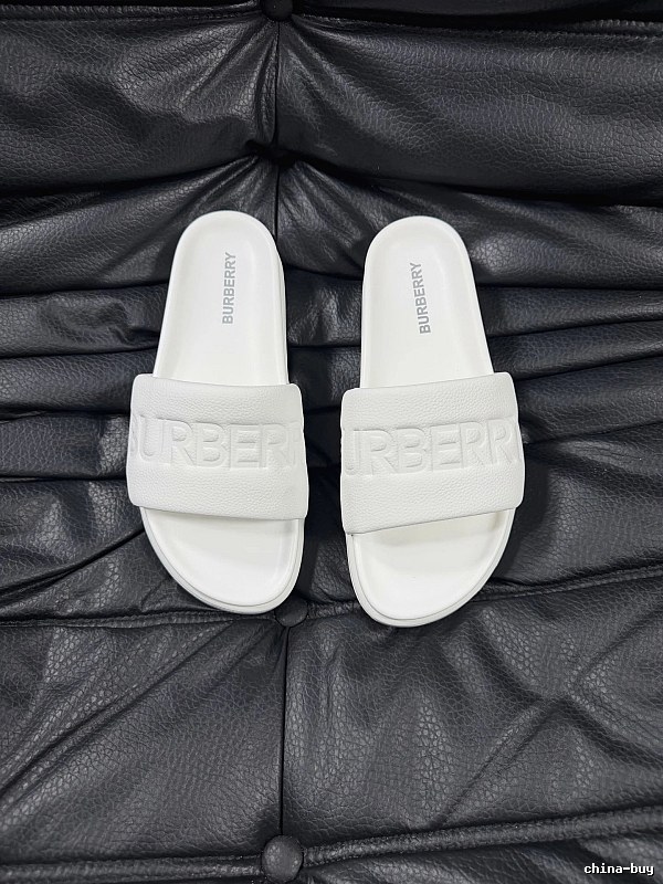 Burberry Embossed Minimalist Style White Slides