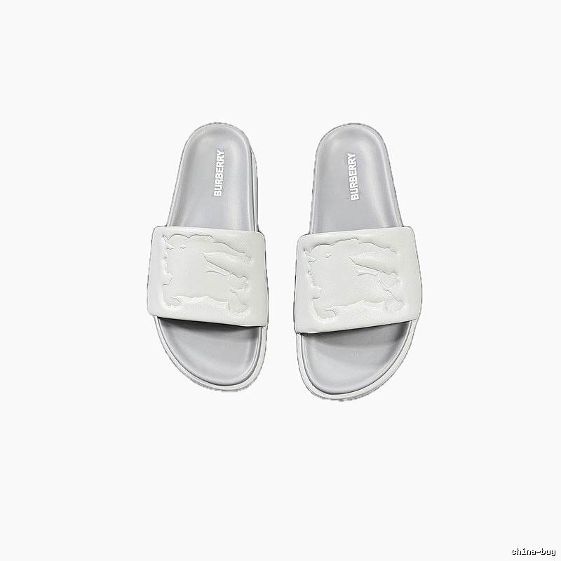 Burberry Equestrian Knight Light Luxury Style Light Grey Slides