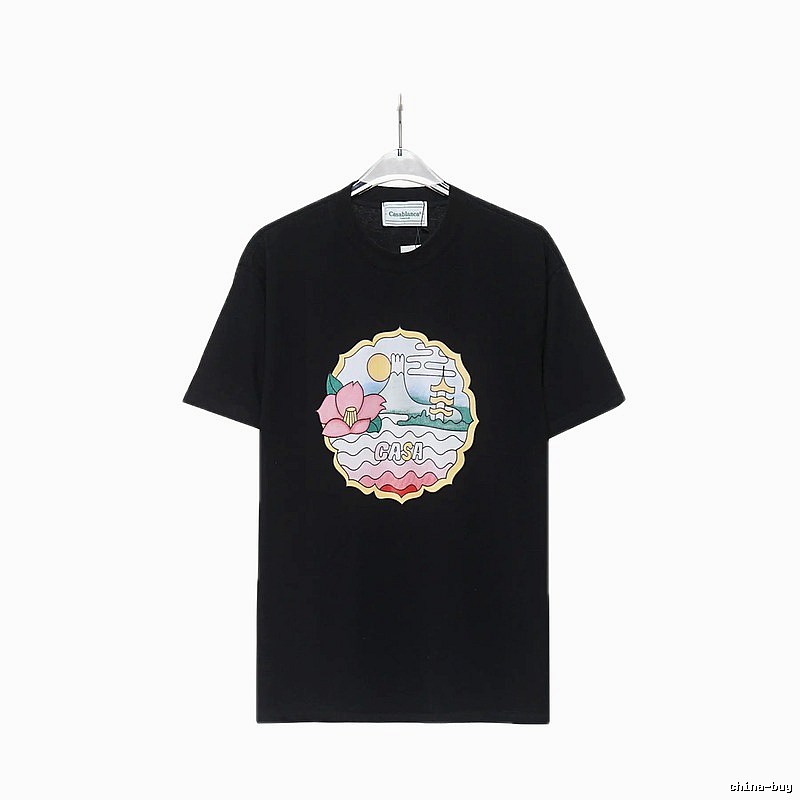 Casablanca Print Retro Style Black T-shirt
