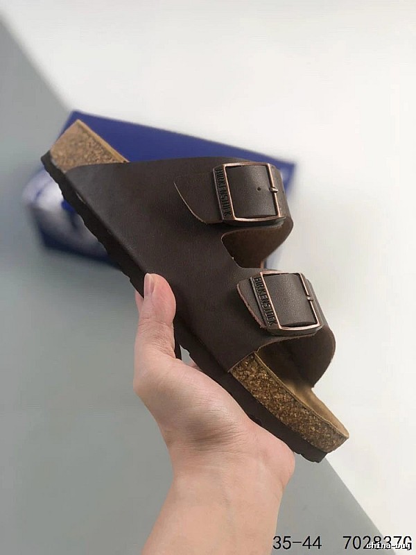 Casual Dark Brown Birkenstock Cork Slide Sandals