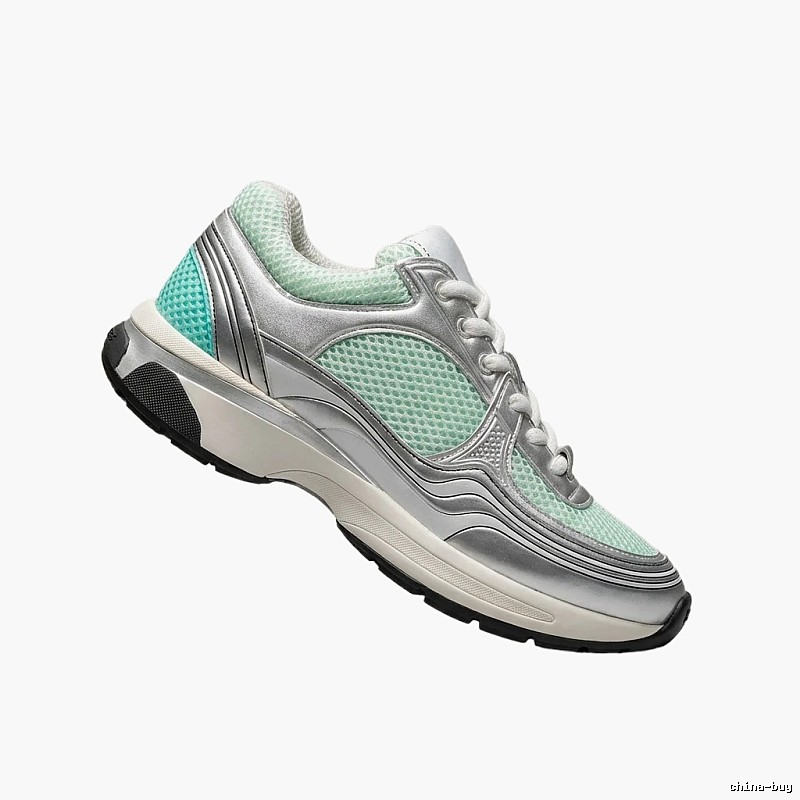Chanel retro-style mint green sneakers