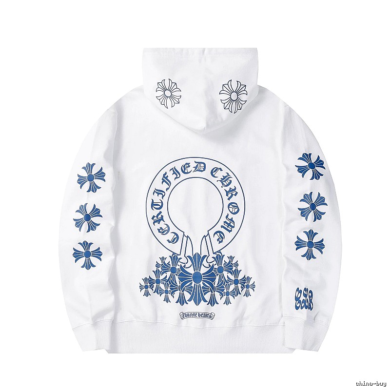Chrome Hearts 2088-82 White Cross Graphic Hoodie Relaxed Styling