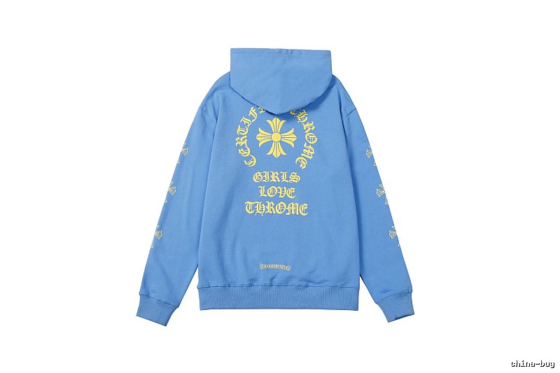 Chrome Hearts 2088-90 Sky Blue Cross Graphic Hoodie Summer Styling