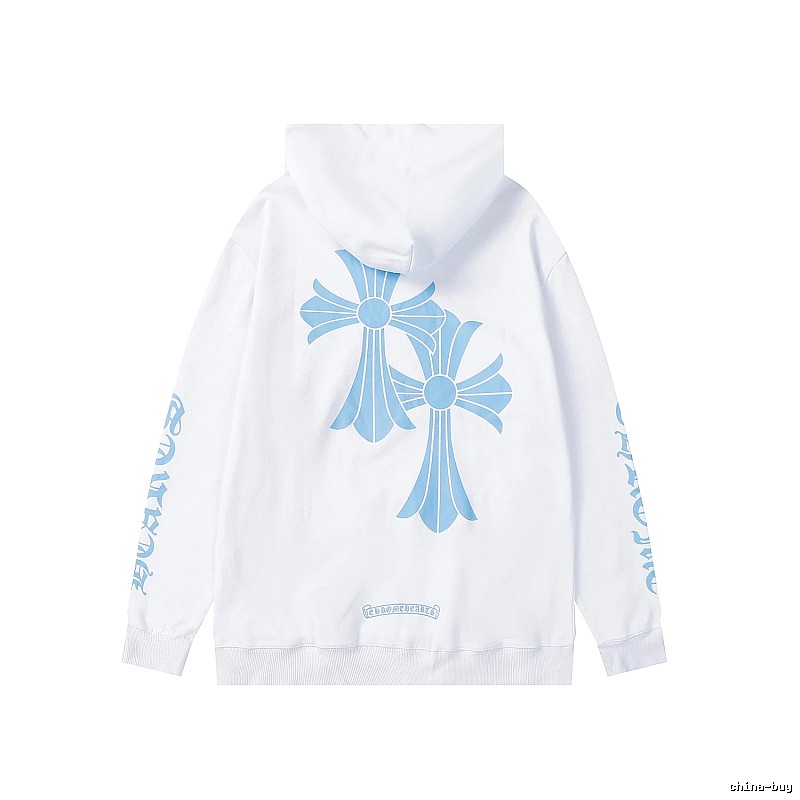 Chrome Hearts Casual Cross graphic hoodie Black Blue Cross for Streetwear Looks