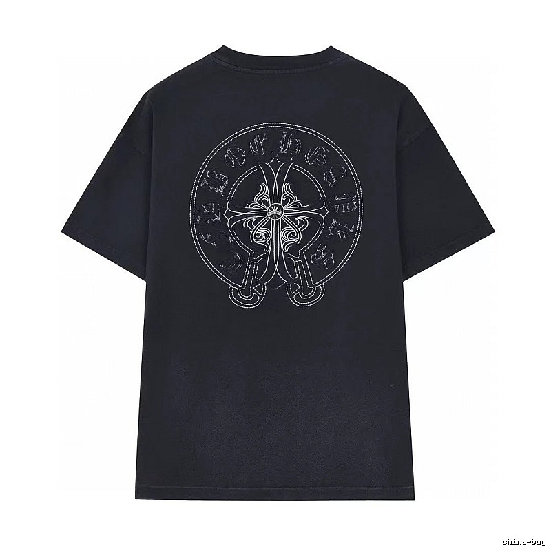 Chrome Hearts Cross Embroidered Street Style Black T-Shirt