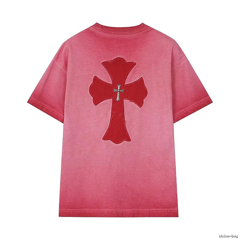 Chrome Hearts Cross Patch Street Style Pink T-Shirt