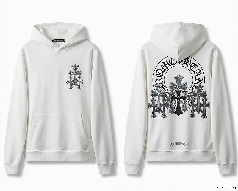 Chrome Hearts Cross Trendy and Cool Style White Hoodie