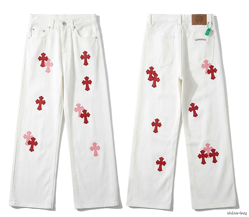 Chrome Hearts Cross Trendy and Cool White Jeans