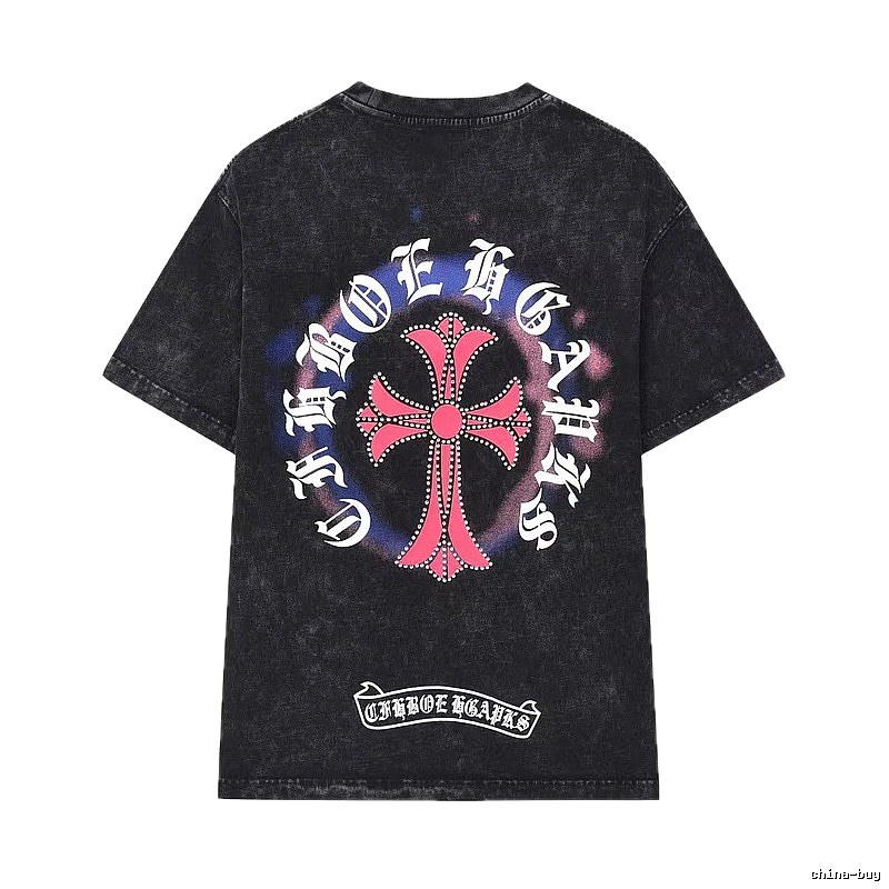 Chrome Hearts Cross Vintage Distressed Black Short Sleeve T-shirt