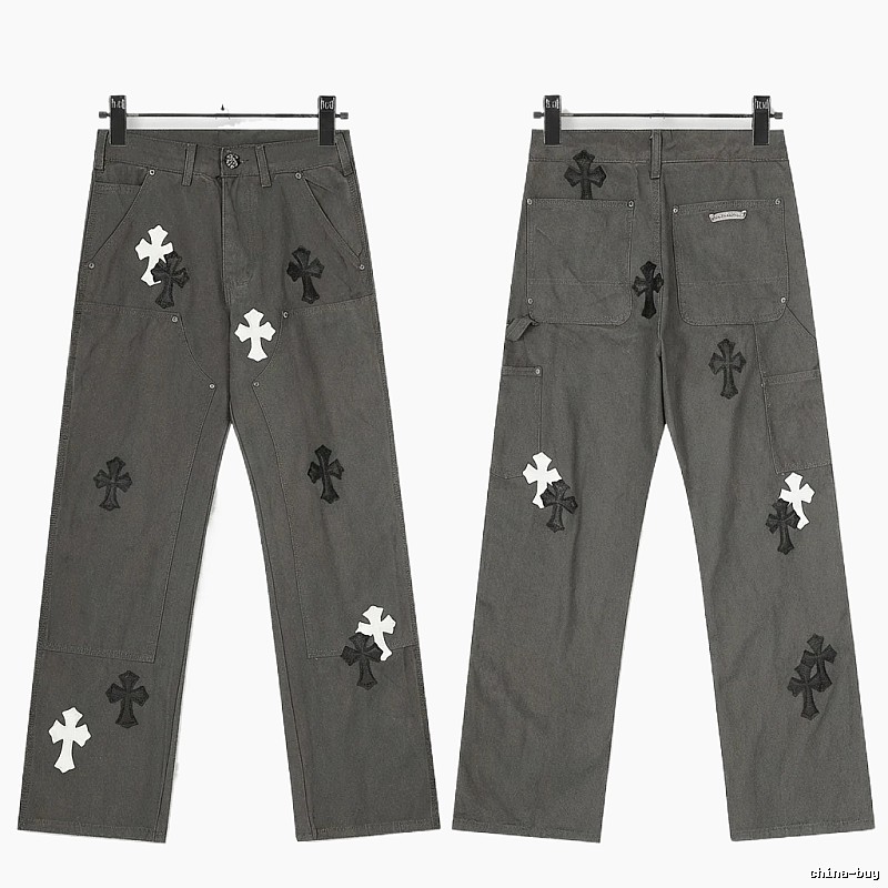 Chrome Hearts Cross Workwear Style Grey Pants