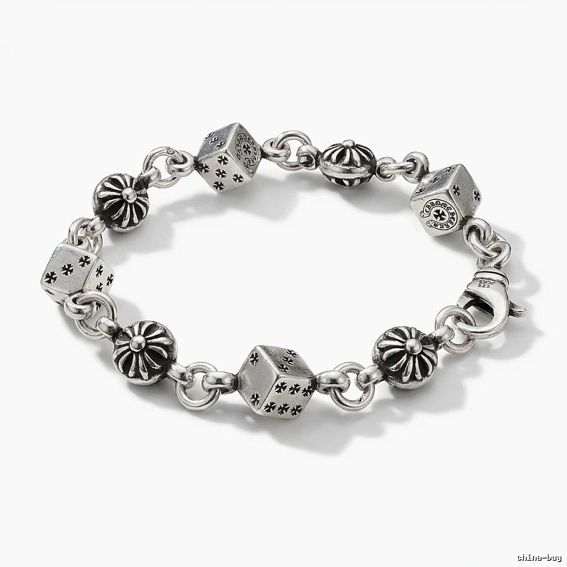 Chrome Hearts Dice Retro Style Silver Bracelet