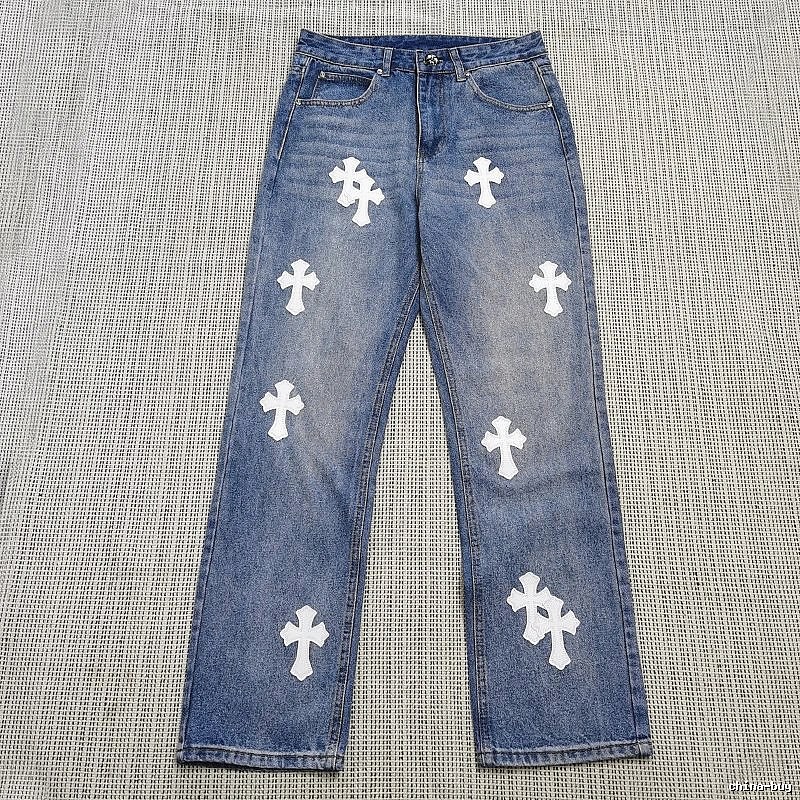 Chrome Hearts Lightweight Cross patch jeans White Jeans Black for Trend Styling