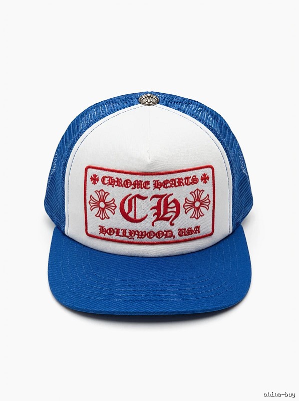 Chrome Hearts Retro Style Blue and White Hat