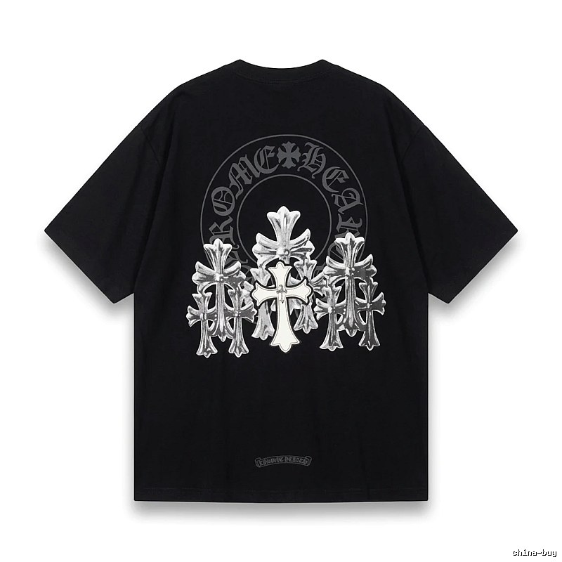 Chrome Hearts Silver Cross Black T - Shirt