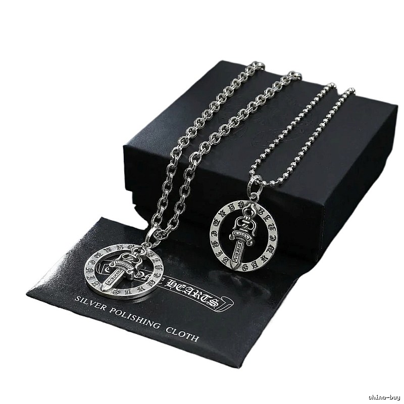 Chrome Hearts Sword-shaped Retro Silver Necklace