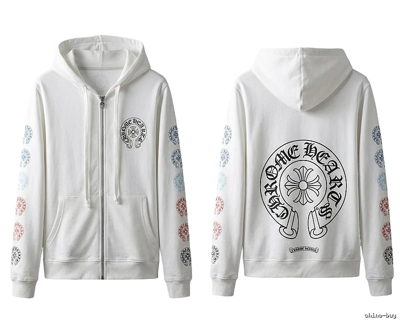 Chrome Hearts White Hoodie with Horseshoe Print Style