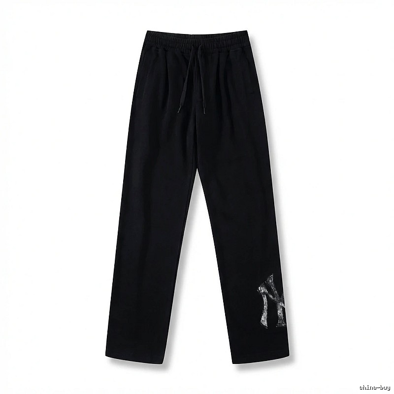 Classic trendy brand black trousers of MLB