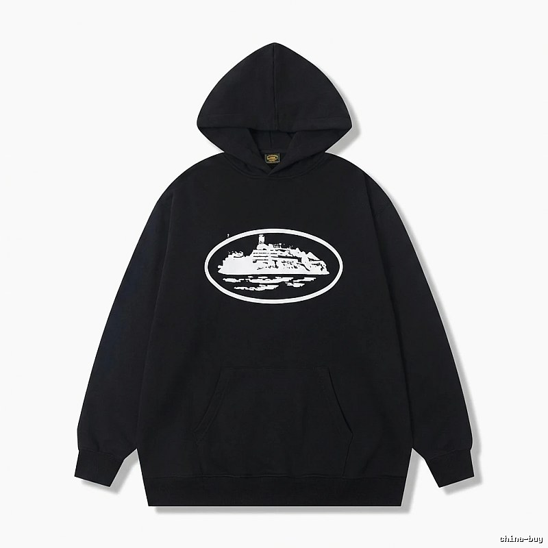 Corteiz black minimalist style hoodie