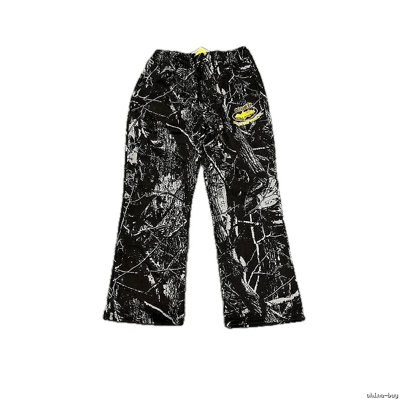 Corteiz graffiti-style black long trousers
