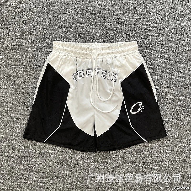 Corteiz Letter Print Street Style Black and White Sports Shorts