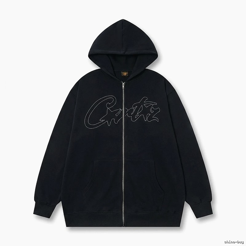 Corteiz minimalist style black hoodie