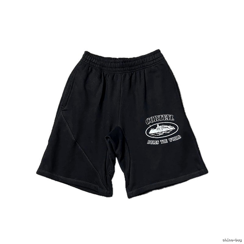 Corteiz retro-style black shorts