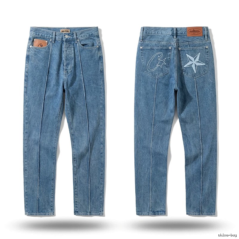 Corteiz star embroidery denim blue jeans
