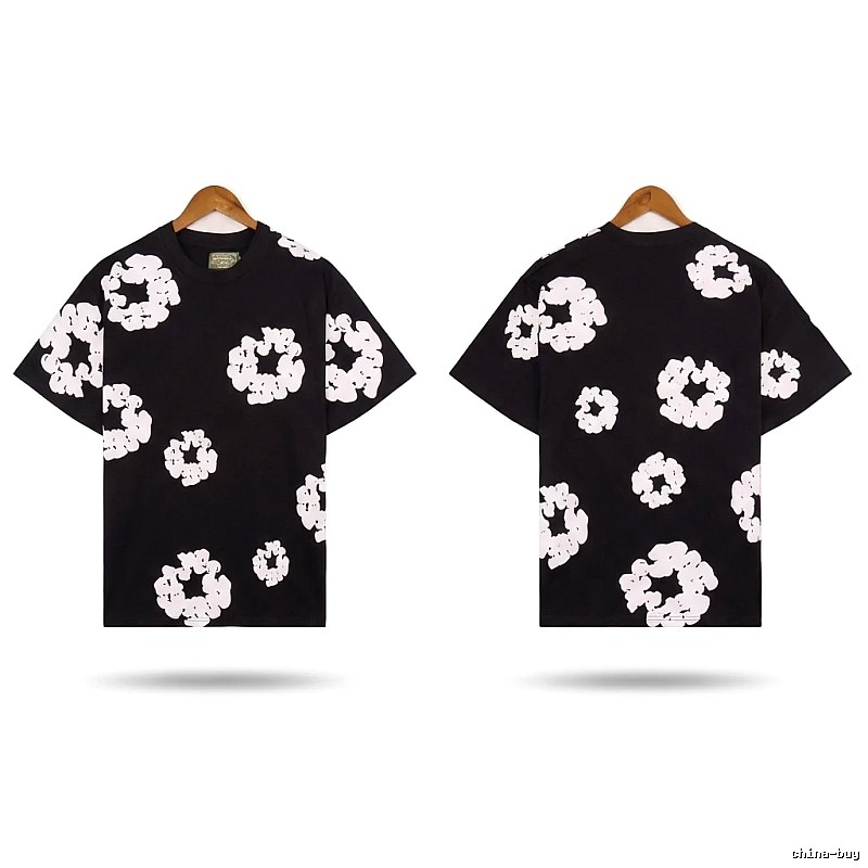 DENIM TEARS Black and White Retro Short-sleeve Shirt