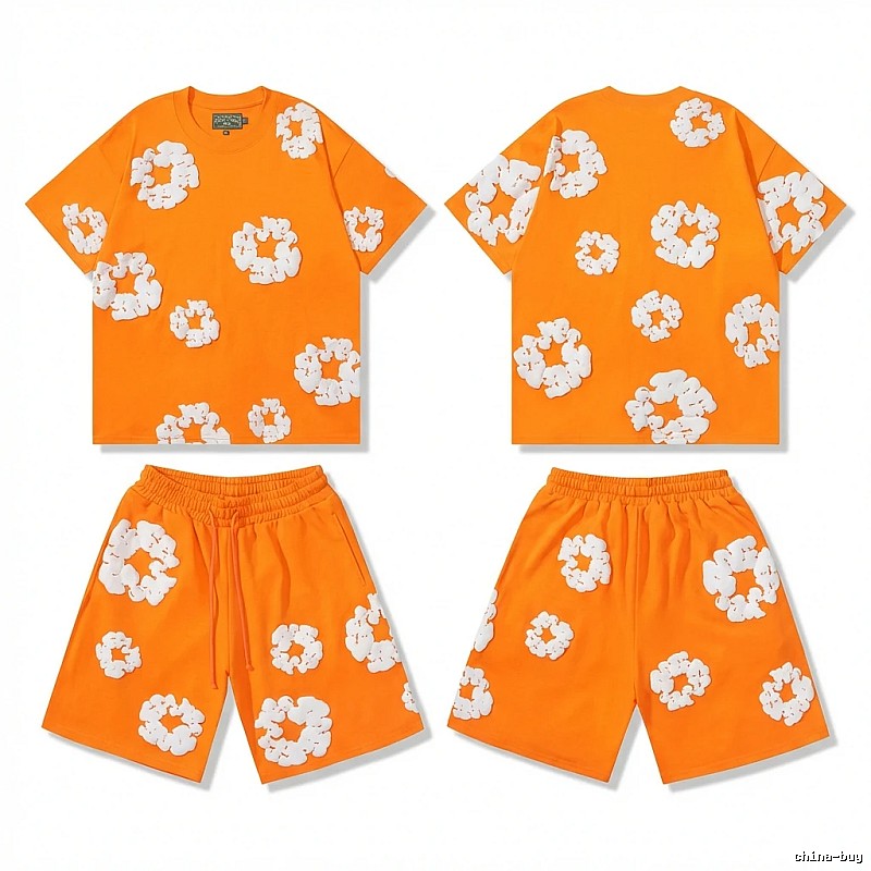 DENIM TEARS Orange and White Floral Wind Suit