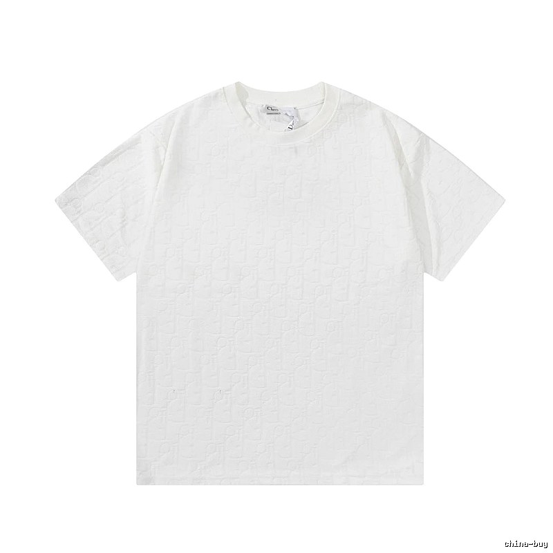 Dior All-over Monogram Print Light Luxury Style White T-Shirt