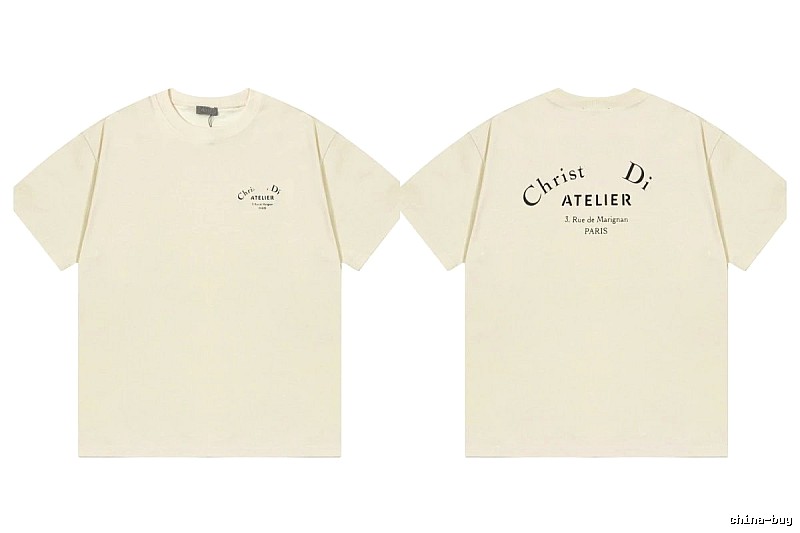 Dior Atelier Minimalist Style Beige Short-sleeve T-shirt