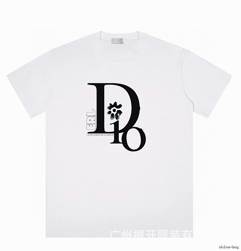 Dior Co-branded Trendy Style Printed White T-Shirt