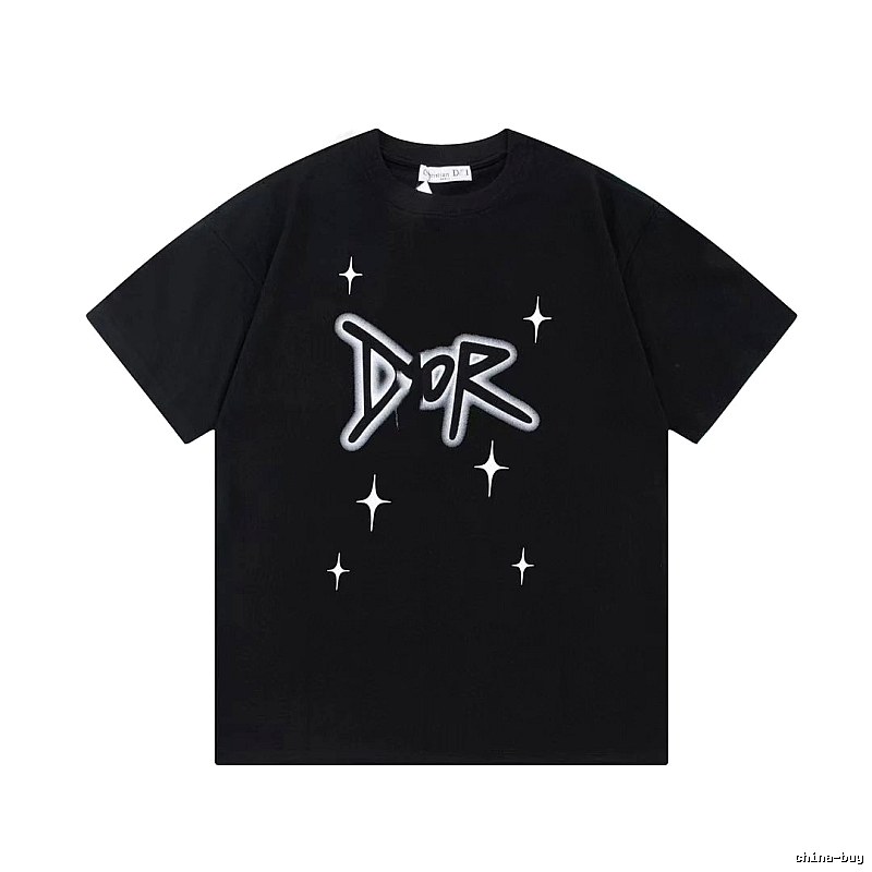 Dior Graffiti Star Street Style Black Short-sleeve T-shirt