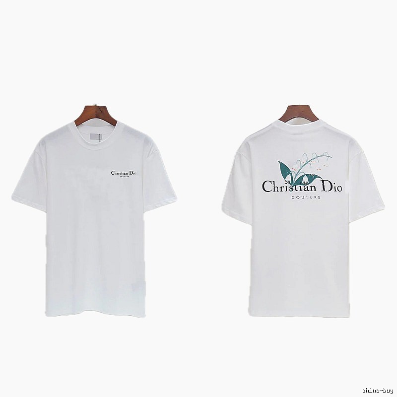 Dior Lily of the Valley Collection Casual Style White T-Shirt