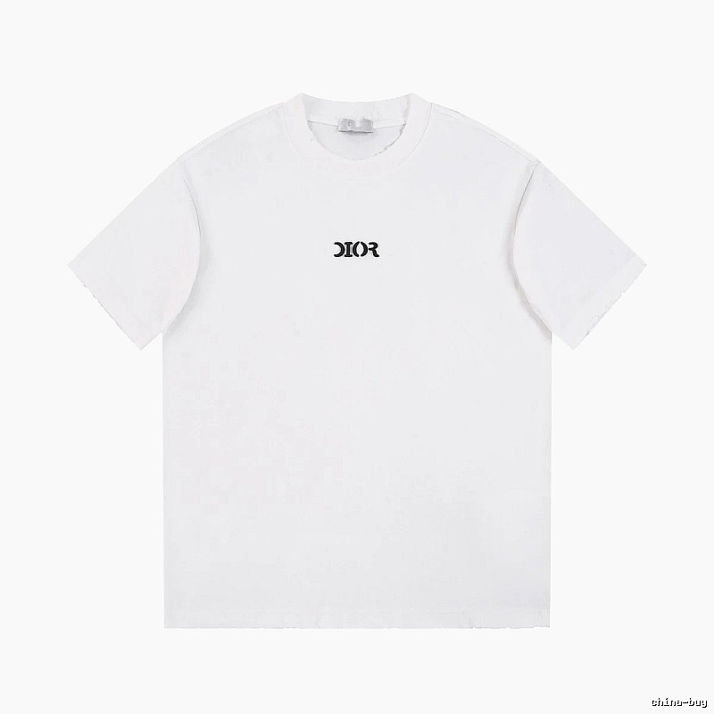Dior Minimalist Style Embroidered Logo White Short-sleeved T-shirt
