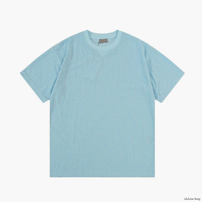 Dior Monogram All-over Print Light Luxury Style Light Blue T-Shirt