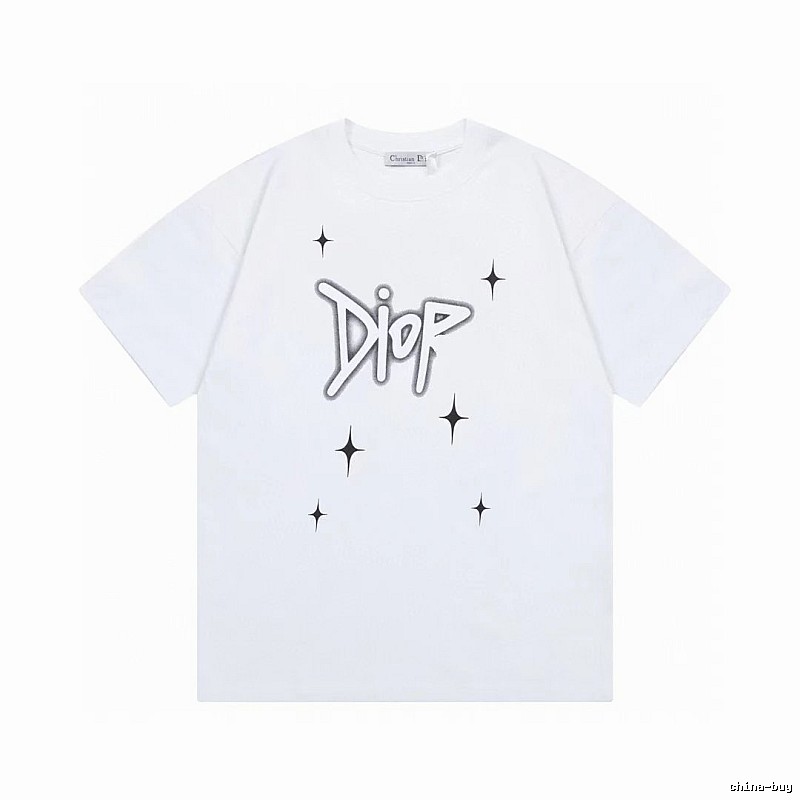 Dior Starburst Graffiti Street Style White Short-sleeve T-shirt