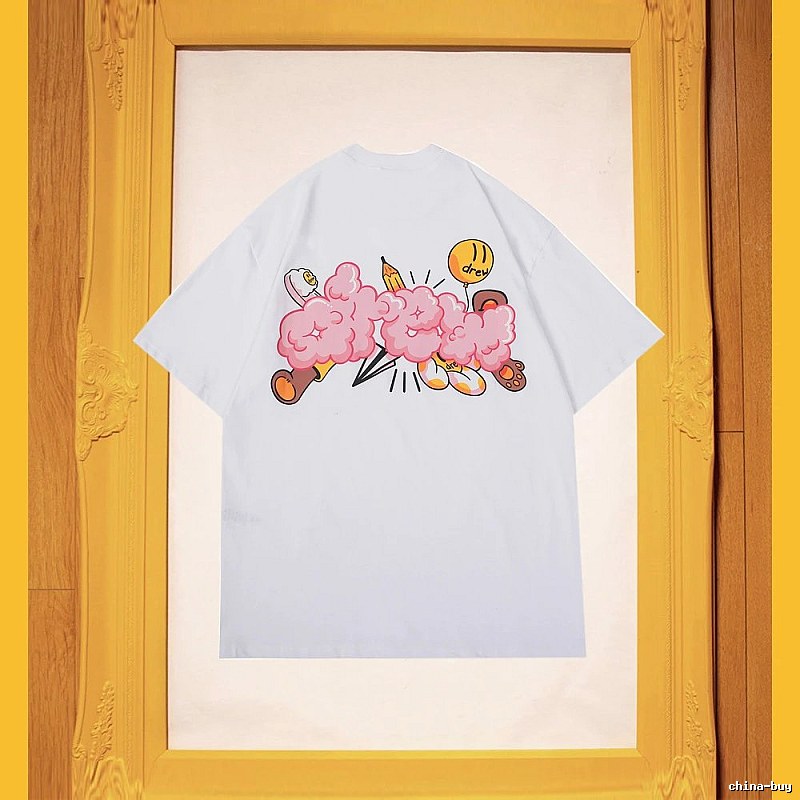 DREW Cloud Print Street Style White Short-sleeve T-shirt