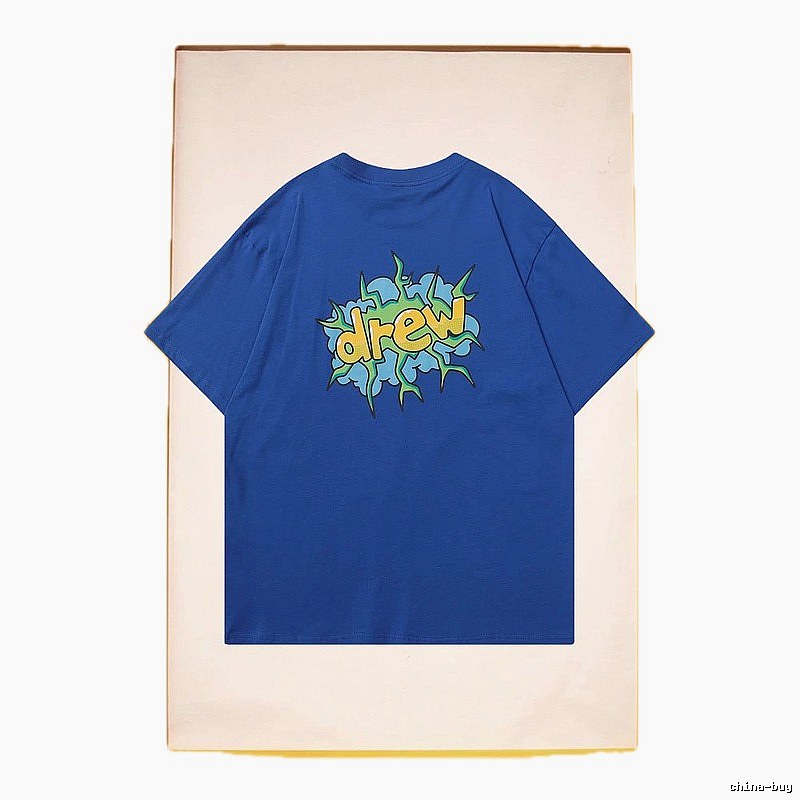 DREW Explosion Print Street Style Blue T-Shirt