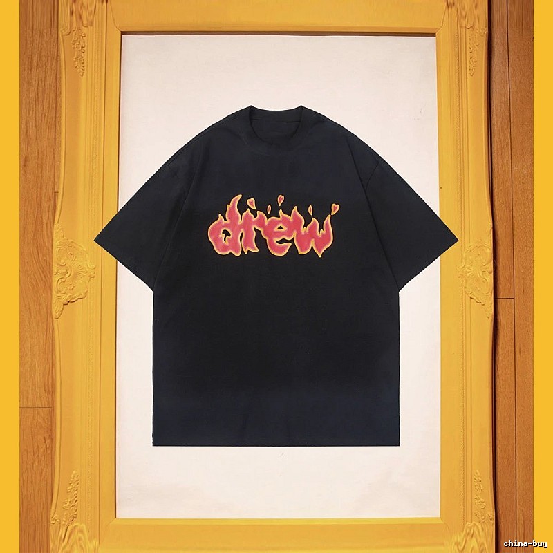 DREW Flame Heart Street Style Black T-shirt
