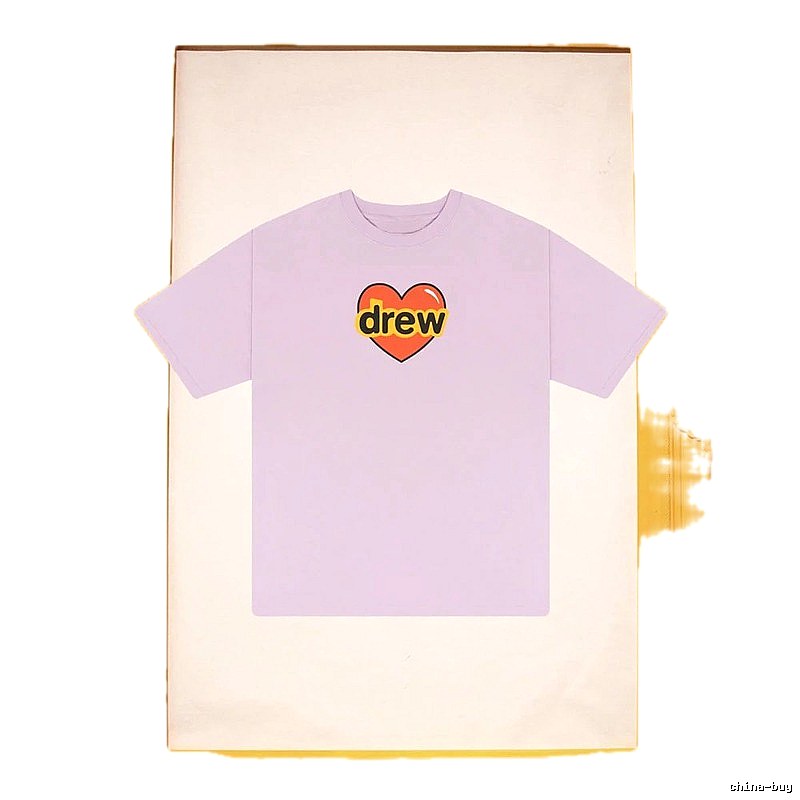 DREW Love Heart Print Street Style Light Purple Short Sleeve T-shirt