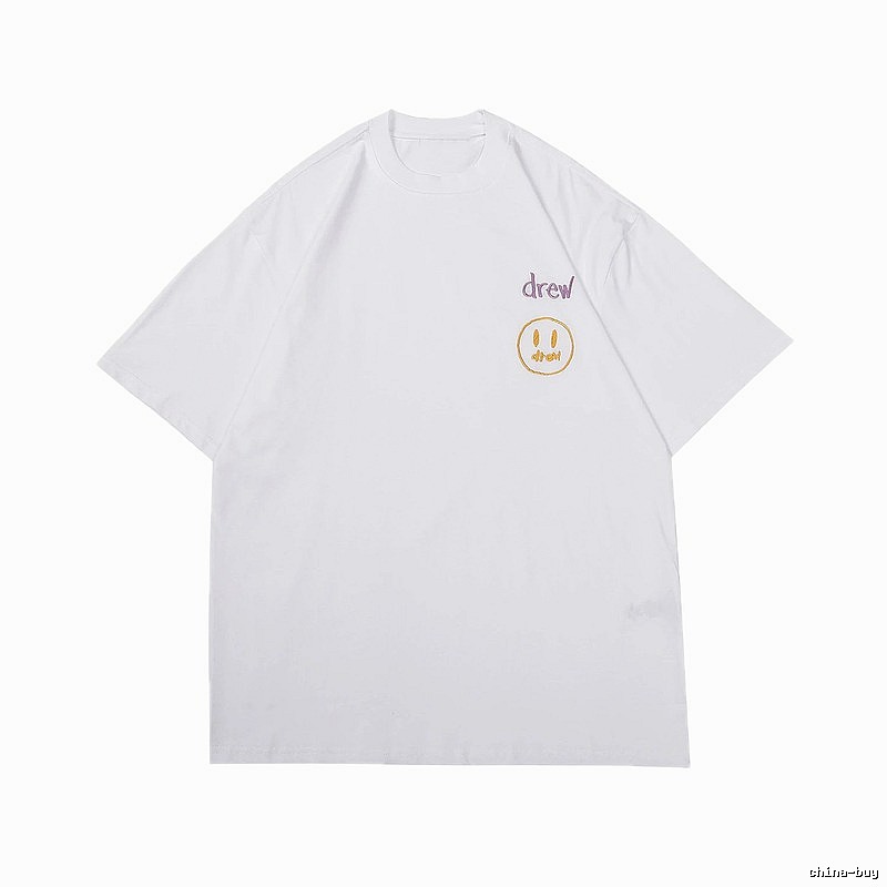 DREW Smiley Embroidered Street Style White T-Shirt