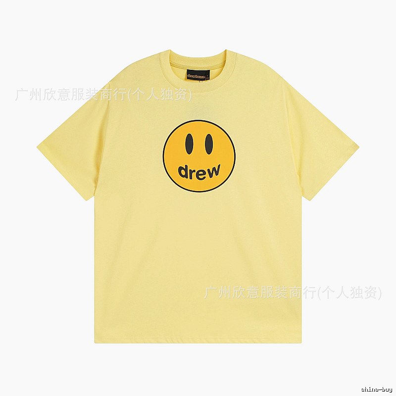 DREW Smiley Face Series Street Style Light Yellow T-shirt