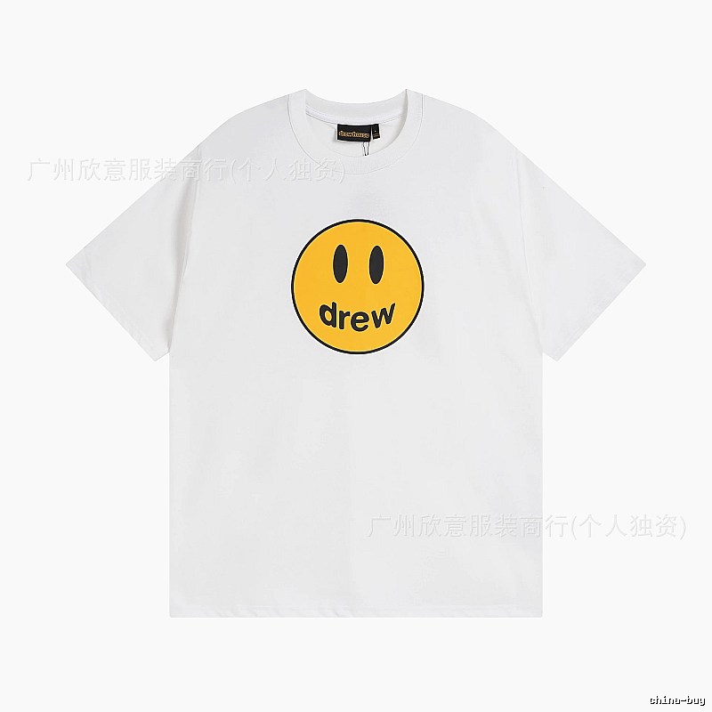 DREW Smiley Series Casual Style White Short-sleeve T-shirt