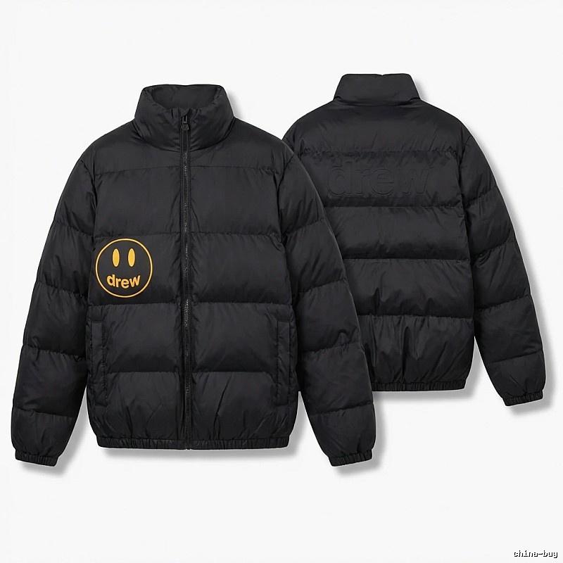 DREW Smiley Style Black Cotton-padded Jacket