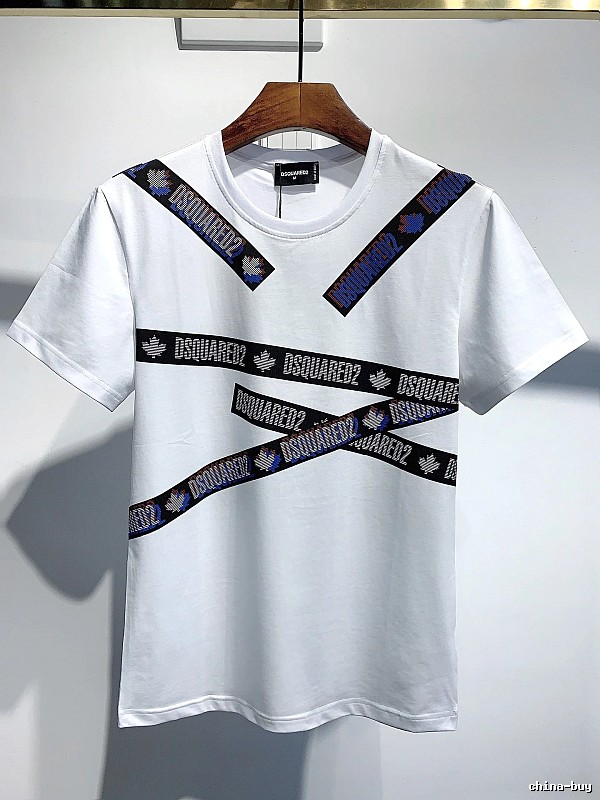 DSQUARED2 Webbing Streetwear Brand White Short-sleeve T-shirt